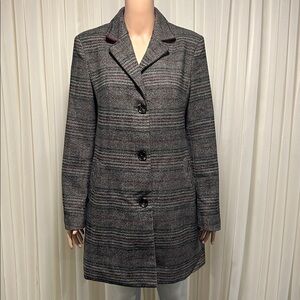 Maralyn & Me Plaid Trench Coat in Black and Gray